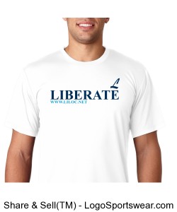 LIBERATE T-Shirt (White/Navy Blue) Design Zoom